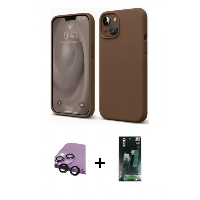 MARSİLYAN™- iPhone 14 Kılıf Kozmos Yansıma Özel Seri - Şeffaf 360 Full Body Arka Koruyucu + Raze Metal Kamera Lens - SH