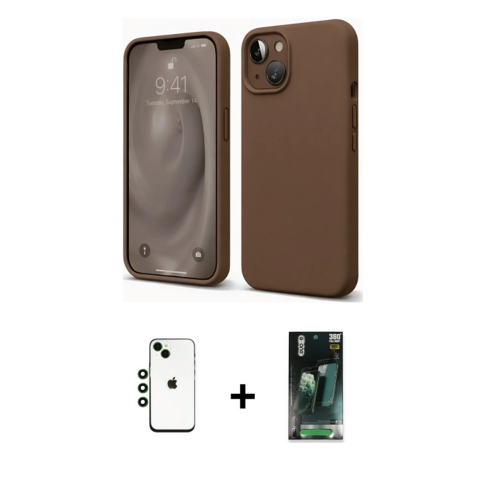 MARSİLYAN™- iPhone 14 Kılıf Kozmos Yansıma Özel Seri - Şeffaf 360 Full Body Arka Koruyucu + Shine Kamera Lens - YL