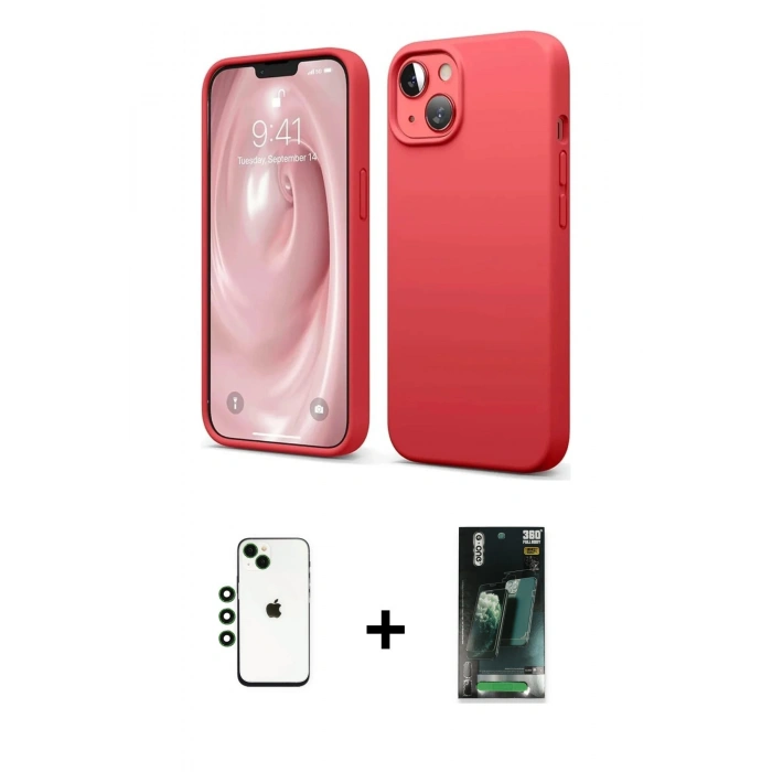 MARSİLYAN™- iPhone 14 Kılıf Kozmos Yansıma Özel Seri - Şeffaf 360 Full Body Arka Koruyucu + Shine Kamera Lens - YL