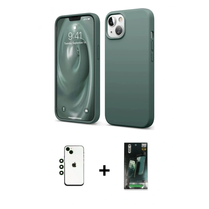 MARSİLYAN™- iPhone 14 Kılıf Kozmos Yansıma Özel Seri - Şeffaf 360 Full Body Arka Koruyucu + Shine Kamera Lens - YL