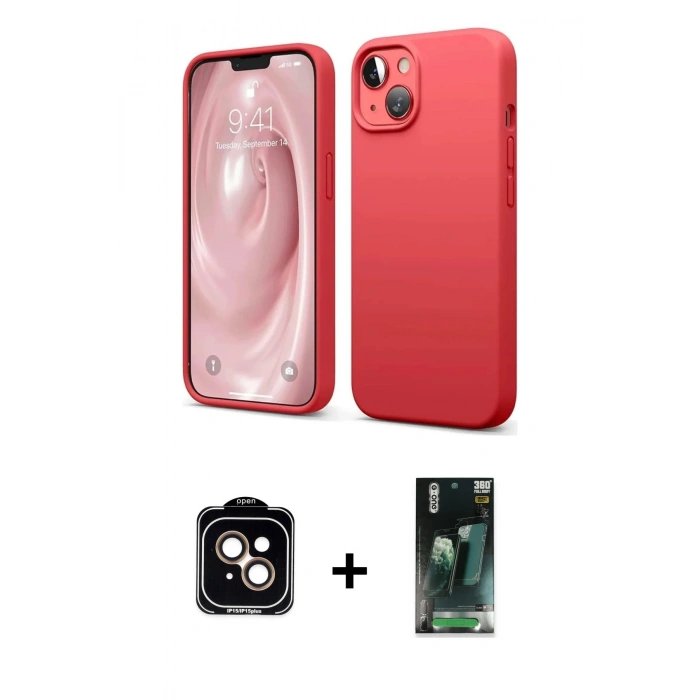 MARSİLYAN™- iPhone 14 Kılıf Kozmos Yansıma Özel Seri - Şeffaf 360 Full Body Arka Koruyucu + PVD Metal Kamera Lens - TU