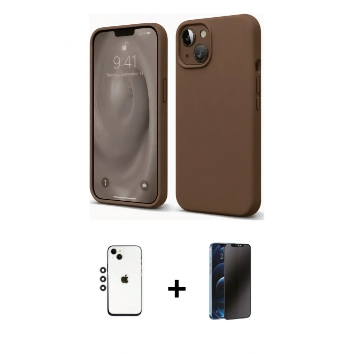 MARSİLYAN™- iPhone 14 Kılıf Kozmos Yansıma Özel Seri - Siyah 3D Antistatik Hayalet Cam Ekran Koruyucu + Shine Kamera Lens - GS
