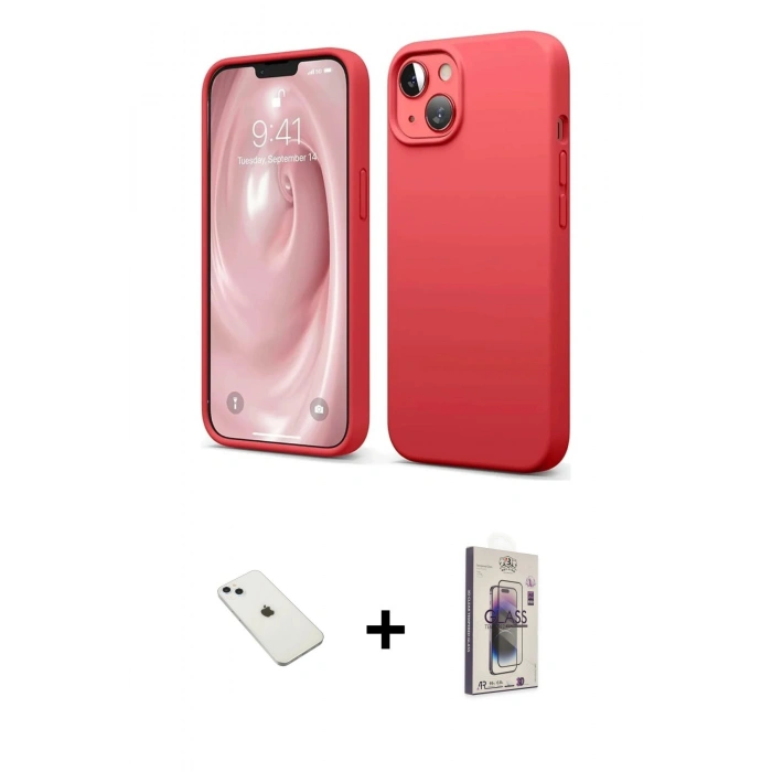 MARSİLYAN™- iPhone 14 Kılıf Kozmos Yansıma Özel Seri - Siyah Bilvis 3D Cam Ekran Koruyucu + Diamond Kamera Lens - SABE