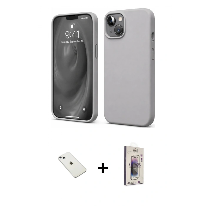 MARSİLYAN™- iPhone 14 Kılıf Kozmos Yansıma Özel Seri - Siyah Bilvis 3D Cam Ekran Koruyucu + Diamond Kamera Lens - SABE