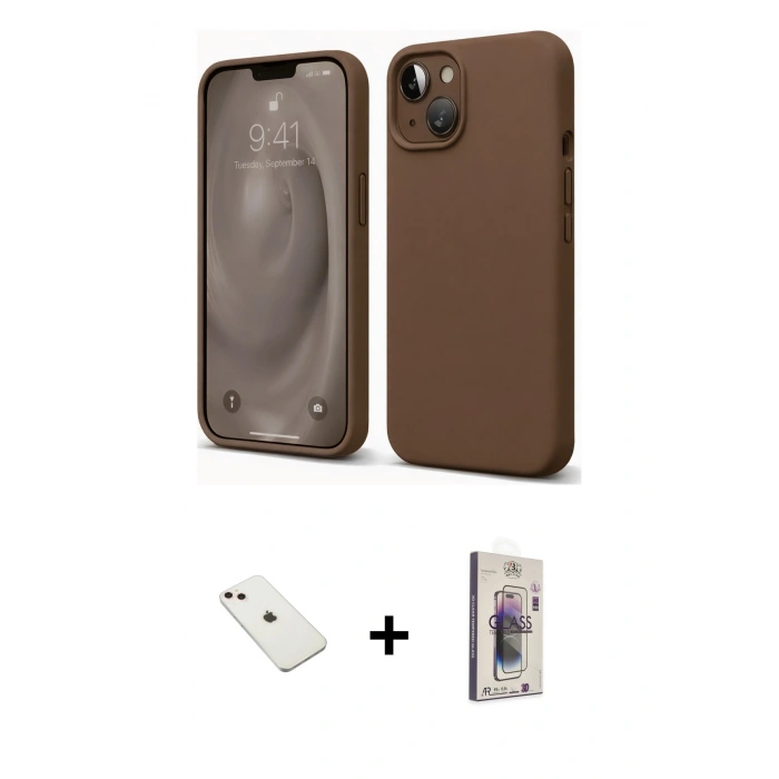 MARSİLYAN™- iPhone 14 Kılıf Kozmos Yansıma Özel Seri - Siyah Bilvis 3D Cam Ekran Koruyucu + Diamond Kamera Lens - PE