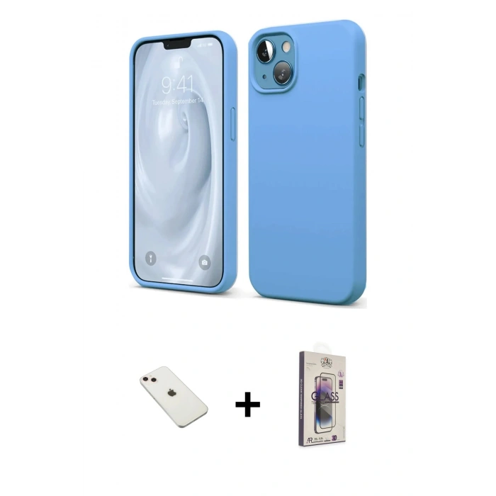 MARSİLYAN™- iPhone 14 Kılıf Kozmos Yansıma Özel Seri - Siyah Bilvis 3D Cam Ekran Koruyucu + Diamond Kamera Lens - PE