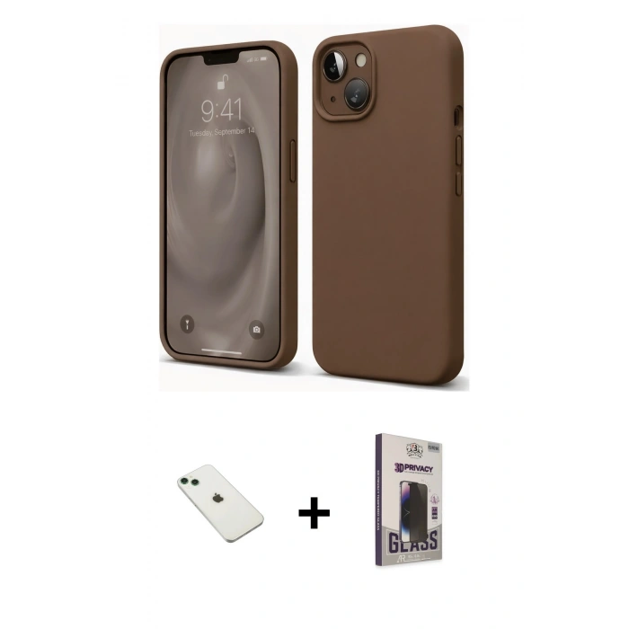 MARSİLYAN™- iPhone 14 Kılıf Kozmos Yansıma Özel Seri - Siyah Bilvis Hayalet Cam Ekran Koruyucu + Diamond Kamera Lens - YL