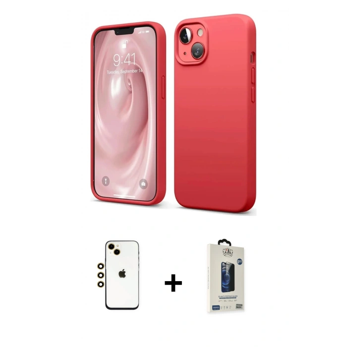 MARSİLYAN™- iPhone 14 Kılıf Kozmos Yansıma Özel Seri - Siyah Bilvis Hayalet Cam Ekran Koruyucu + Shine Kamera Lens - GD