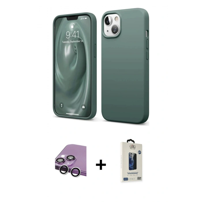 MARSİLYAN™- iPhone 14 Kılıf Kozmos Yansıma Özel Seri - Siyah Bilvis Hayalet Cam Ekran Koruyucu + Raze Metal Kamera Lens - GS