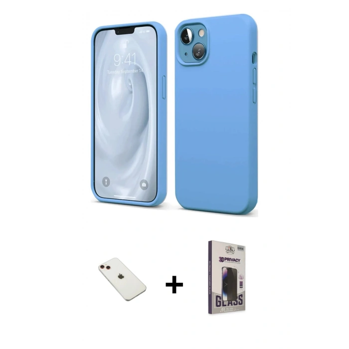 MARSİLYAN™- iPhone 14 Kılıf Kozmos Yansıma Özel Seri - Siyah Bilvis Hayalet Cam Ekran Koruyucu + Diamond Kamera Lens - KI