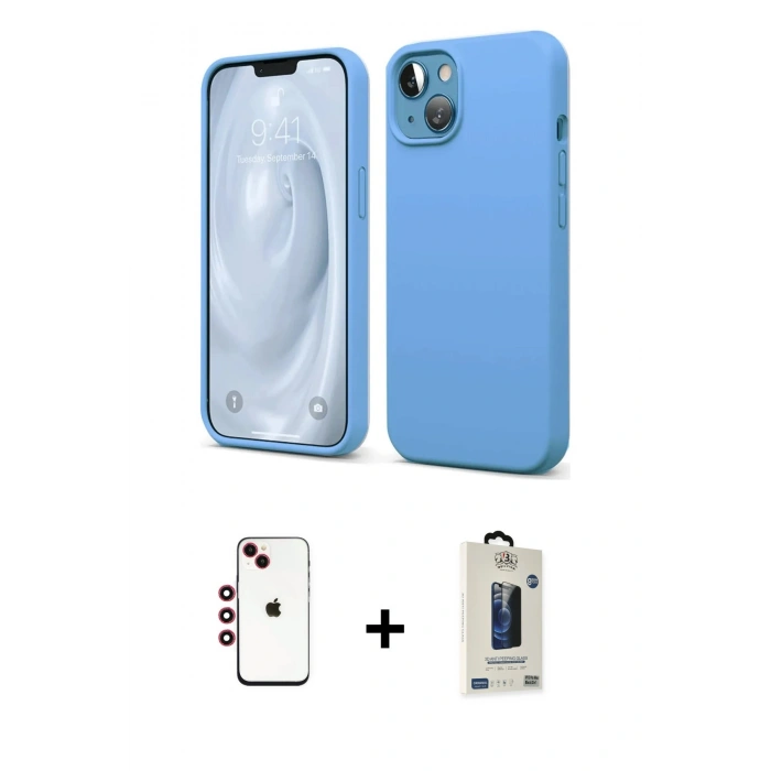 MARSİLYAN™- iPhone 14 Kılıf Kozmos Yansıma Özel Seri - Siyah Bilvis Hayalet Cam Ekran Koruyucu + Shine Kamera Lens - KI
