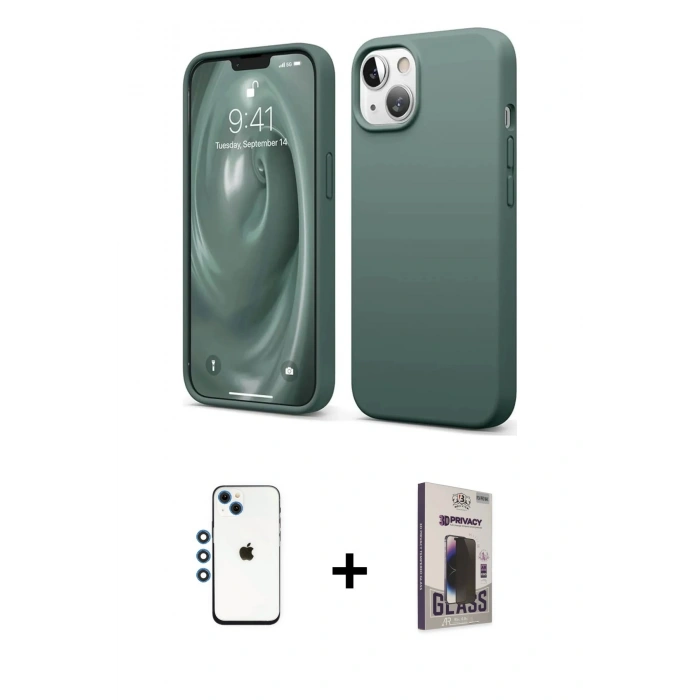MARSİLYAN™- iPhone 14 Kılıf Kozmos Yansıma Özel Seri - Siyah Bilvis Hayalet Cam Ekran Koruyucu + Shine Kamera Lens - MI
