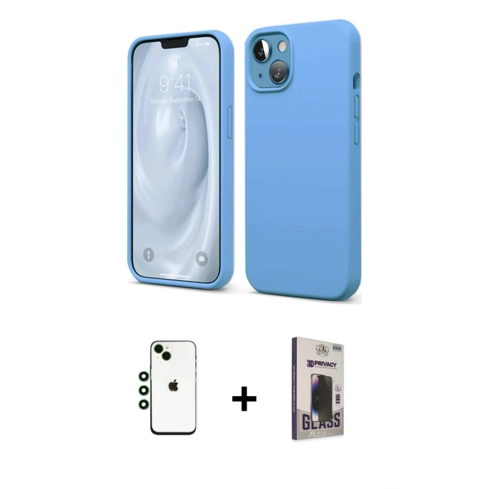 MARSİLYAN™- iPhone 14 Kılıf Kozmos Yansıma Özel Seri - Siyah Bilvis Hayalet Cam Ekran Koruyucu + Shine Kamera Lens - YL