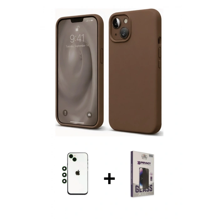MARSİLYAN™- iPhone 14 Kılıf Kozmos Yansıma Özel Seri - Siyah Bilvis Hayalet Cam Ekran Koruyucu + Shine Kamera Lens - YL