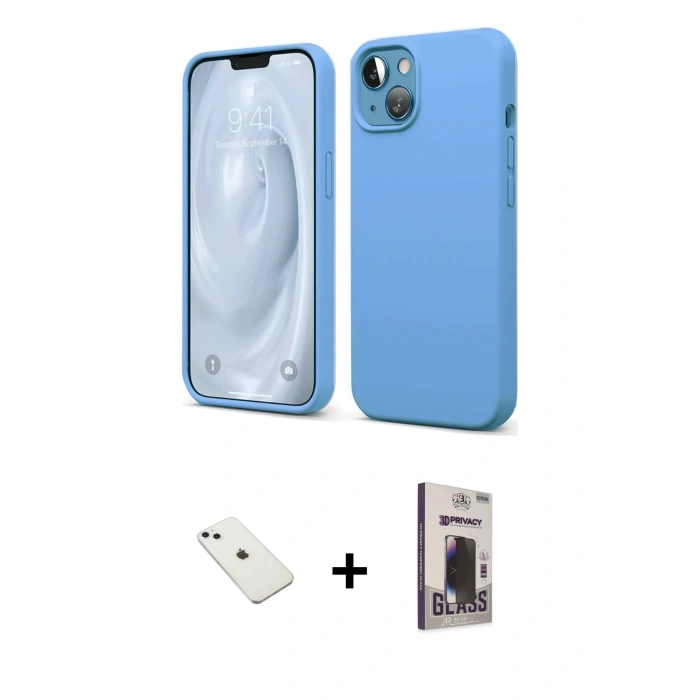 MARSİLYAN™- iPhone 14 Kılıf Kozmos Yansıma Özel Seri - Siyah Bilvis Hayalet Cam Ekran Koruyucu + Diamond Kamera Lens - SABE