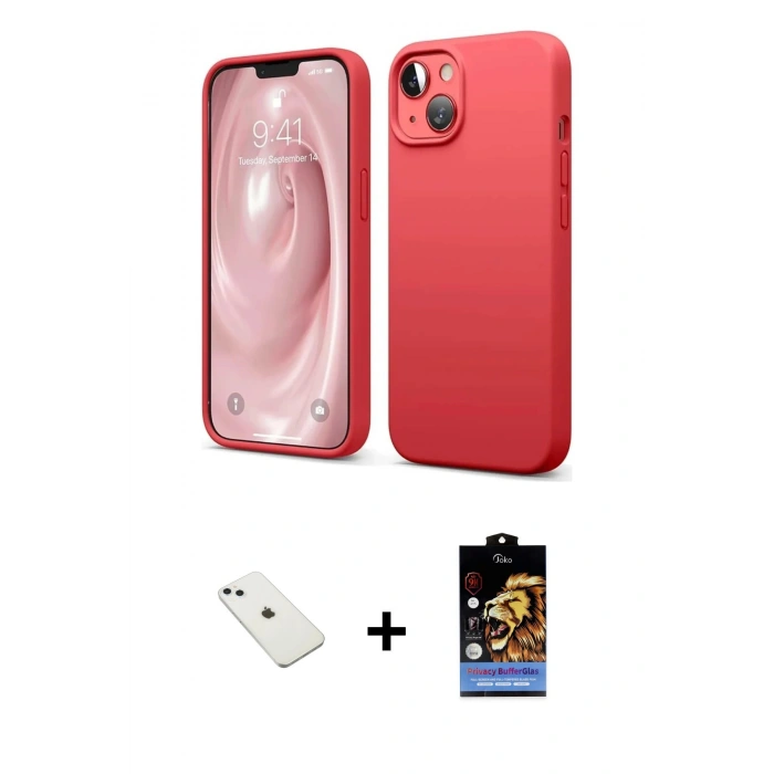 MARSİLYAN™- iPhone 14 Kılıf Kozmos Yansıma Özel Seri - Siyah Buffer Hayalet Cam Ekran Koruyucu + Sierra Blue Diamond Kamera Lens