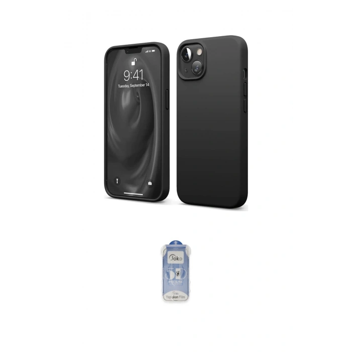 MARSİLYAN™- iPhone 14 Kılıf Kozmos Yansıma Özel Seri - Siyah Joko Magic 5D Cam