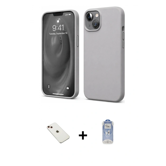 MARSİLYAN™- iPhone 14 Kılıf Kozmos Yansıma Özel Seri - Siyah Joko Magic 5D Cam + Diamond Kamera Lens - KI