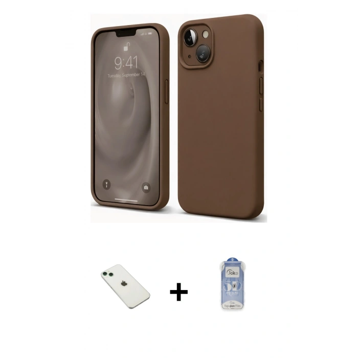 MARSİLYAN™- iPhone 14 Kılıf Kozmos Yansıma Özel Seri - Siyah Joko Magic 5D Cam + Diamond Kamera Lens - YL