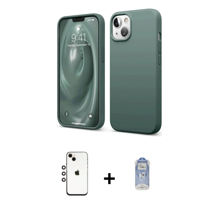 MARSİLYAN™- iPhone 14 Kılıf Kozmos Yansıma Özel Seri - Siyah Joko Magic 5D Cam + Shine Kamera Lens - GI