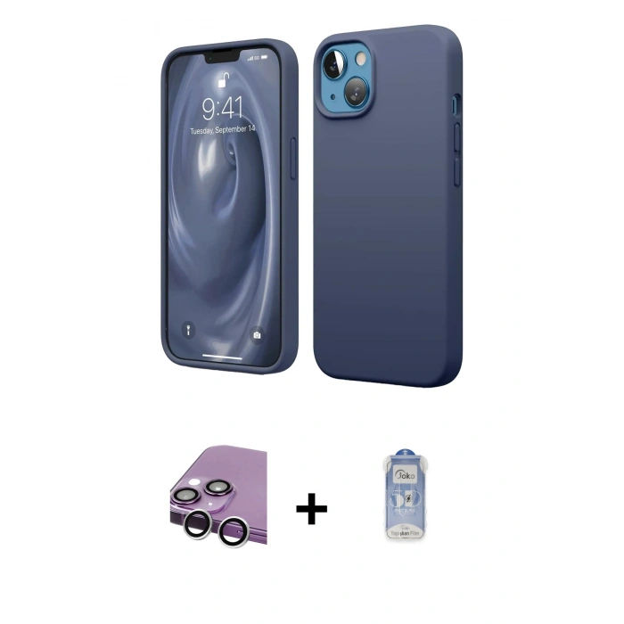 MARSİLYAN™- iPhone 14 Kılıf Kozmos Yansıma Özel Seri - Siyah Joko Magic 5D Cam + Raze Metal Kamera Lens - GS