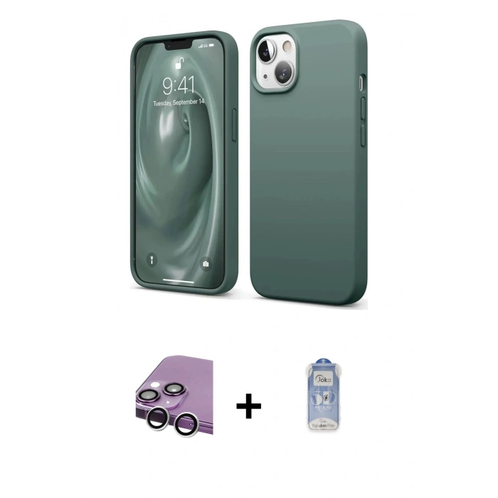 MARSİLYAN™- iPhone 14 Kılıf Kozmos Yansıma Özel Seri - Siyah Joko Magic 5D Cam + Raze Metal Kamera Lens - GS