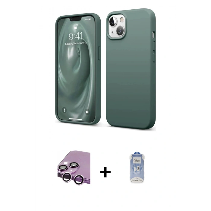 MARSİLYAN™- iPhone 14 Kılıf Kozmos Yansıma Özel Seri - Siyah Joko Magic 5D Cam + Raze Metal Kamera Lens - MR