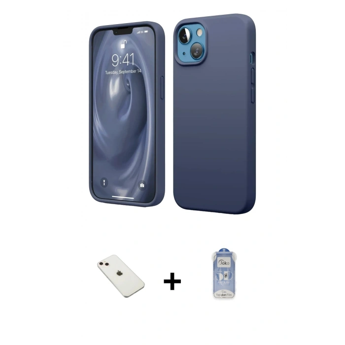 MARSİLYAN™- iPhone 14 Kılıf Kozmos Yansıma Özel Seri - Siyah Joko Magic 5D Cam + Diamond Kamera Lens - PE
