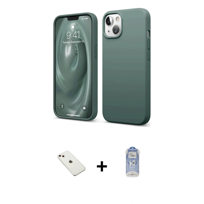 MARSİLYAN™- iPhone 14 Kılıf Kozmos Yansıma Özel Seri - Siyah Joko Magic 5D Cam + Diamond Kamera Lens - PE