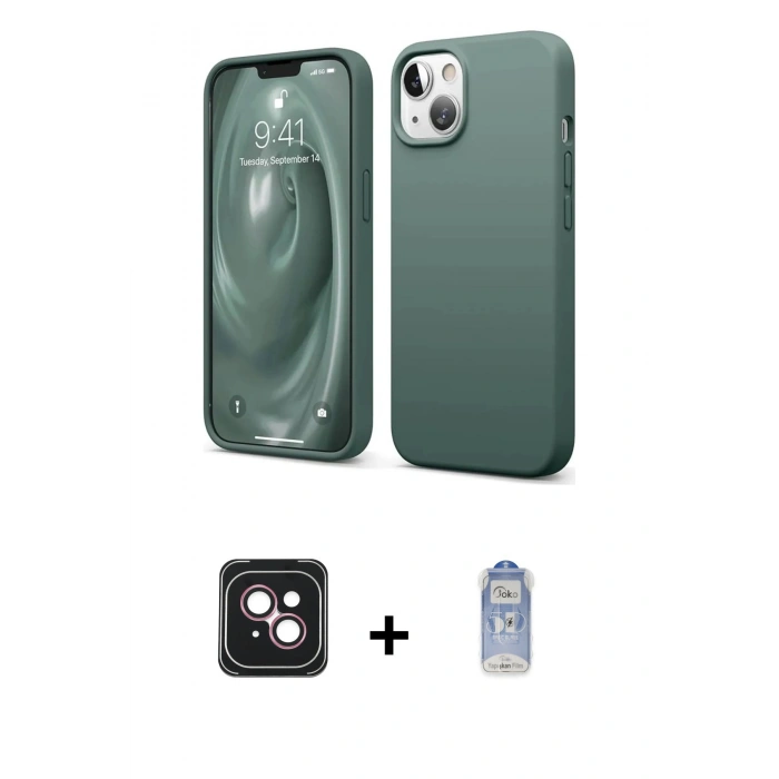 MARSİLYAN™- iPhone 14 Kılıf Kozmos Yansıma Özel Seri - Siyah Joko Magic 5D Cam + PVD Metal Kamera Lens - PE