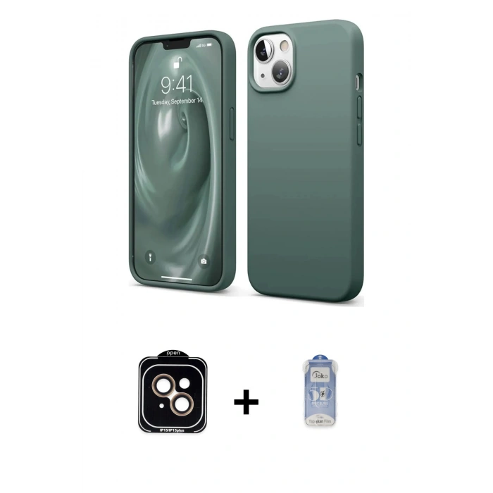 MARSİLYAN™- iPhone 14 Kılıf Kozmos Yansıma Özel Seri - Siyah Joko Magic 5D Cam + PVD Metal Kamera Lens - TU
