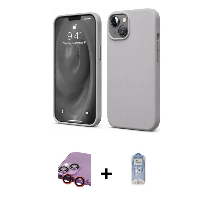 MARSİLYAN™- iPhone 14 Kılıf Kozmos Yansıma Özel Seri - Siyah Joko Magic 5D Cam + Raze Metal Kamera Lens - KI