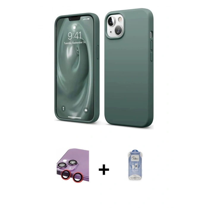 MARSİLYAN™- iPhone 14 Kılıf Kozmos Yansıma Özel Seri - Siyah Joko Magic 5D Cam + Raze Metal Kamera Lens - KI