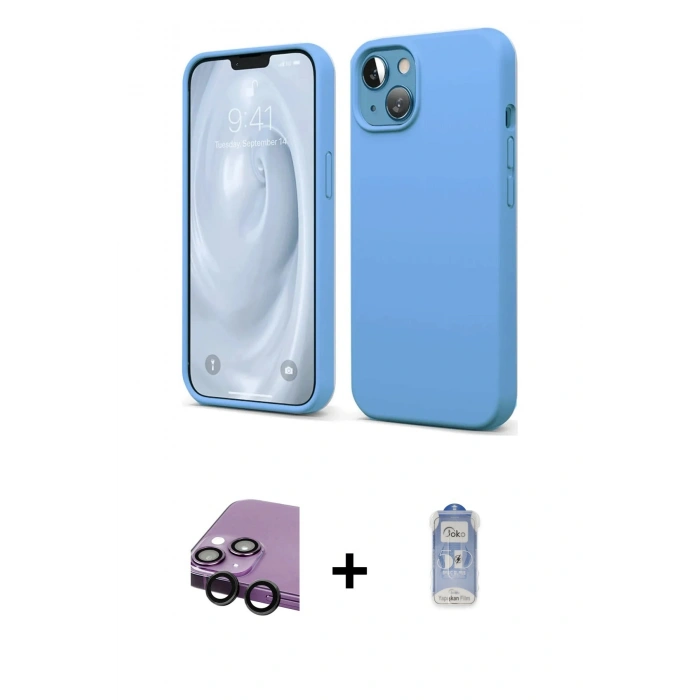 MARSİLYAN™- iPhone 14 Kılıf Kozmos Yansıma Özel Seri - Siyah Joko Magic 5D Cam + Raze Metal Kamera Lens - SH