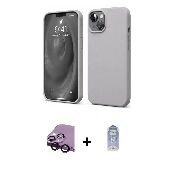 MARSİLYAN™- iPhone 14 Kılıf Kozmos Yansıma Özel Seri - Siyah Joko Magic 5D Cam + Raze Metal Kamera Lens - SH
