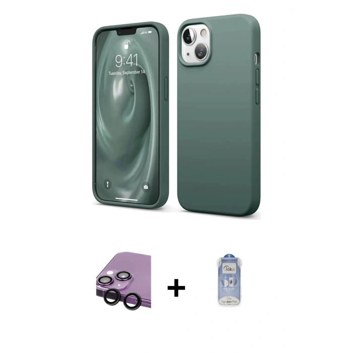 MARSİLYAN™- iPhone 14 Kılıf Kozmos Yansıma Özel Seri - Siyah Joko Magic 5D Cam + Raze Metal Kamera Lens - SH