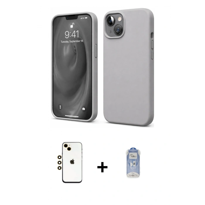 MARSİLYAN™- iPhone 14 Kılıf Kozmos Yansıma Özel Seri - Siyah Joko Magic 5D Cam + Shine Kamera Lens - GD
