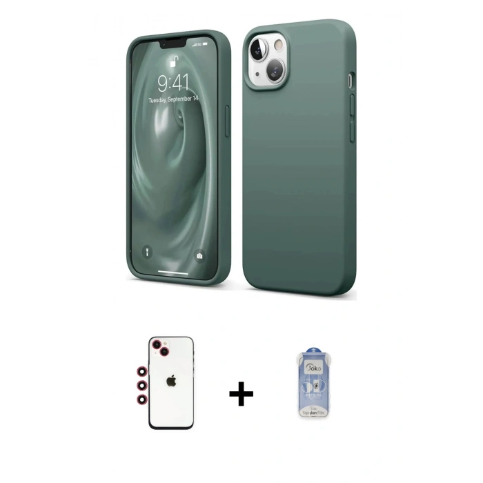 MARSİLYAN™- iPhone 14 Kılıf Kozmos Yansıma Özel Seri - Siyah Joko Magic 5D Cam + Shine Kamera Lens - KI