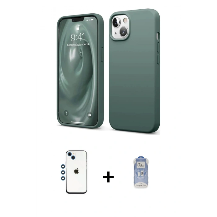 MARSİLYAN™- iPhone 14 Kılıf Kozmos Yansıma Özel Seri - Siyah Joko Magic 5D Cam + Shine Kamera Lens - MI
