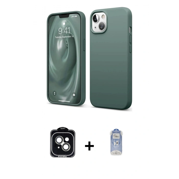 MARSİLYAN™- iPhone 14 Kılıf Kozmos Yansıma Özel Seri - Siyah Joko Magic 5D Cam + PVD Metal Kamera Lens - YL