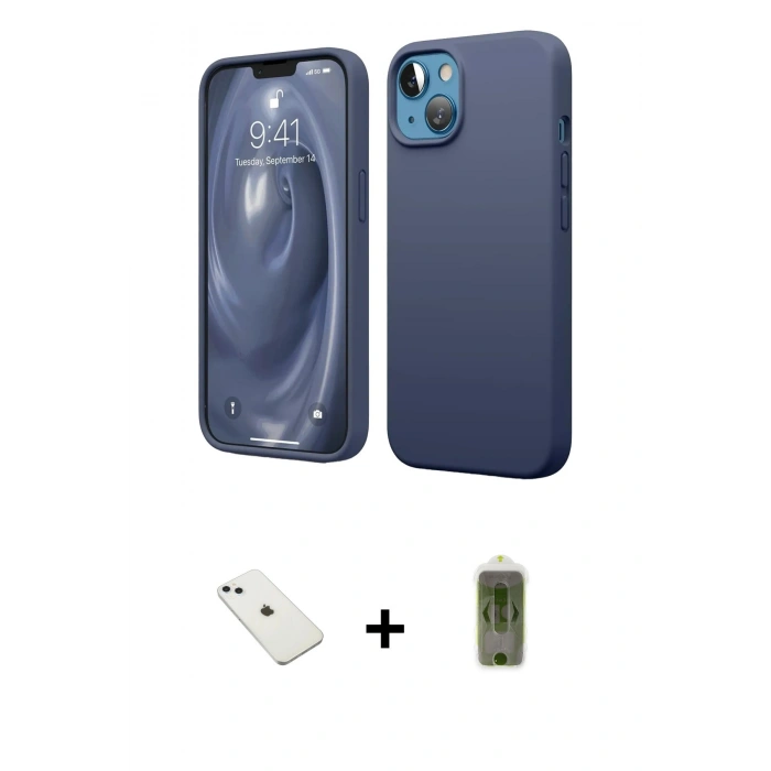 MARSİLYAN™- iPhone 14 Kılıf Kozmos Yansıma Özel Seri - Siyah Joko Magic 5D Hayalet Cam + Diamond Kamera Lens - SABE