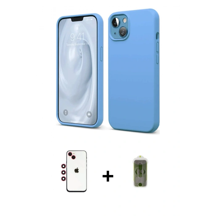 MARSİLYAN™- iPhone 14 Kılıf Kozmos Yansıma Özel Seri - Siyah Joko Magic 5D Hayalet Cam + Kırmızı Shine Kamera Lens