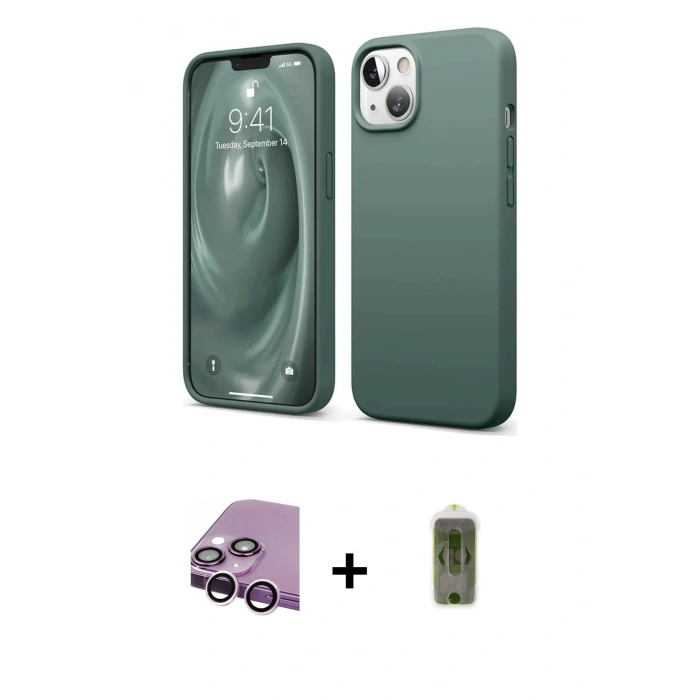MARSİLYAN™- iPhone 14 Kılıf Kozmos Yansıma Özel Seri - Siyah Joko Magic 5D Hayalet Cam + Raze Metal Kamera Lens - MR