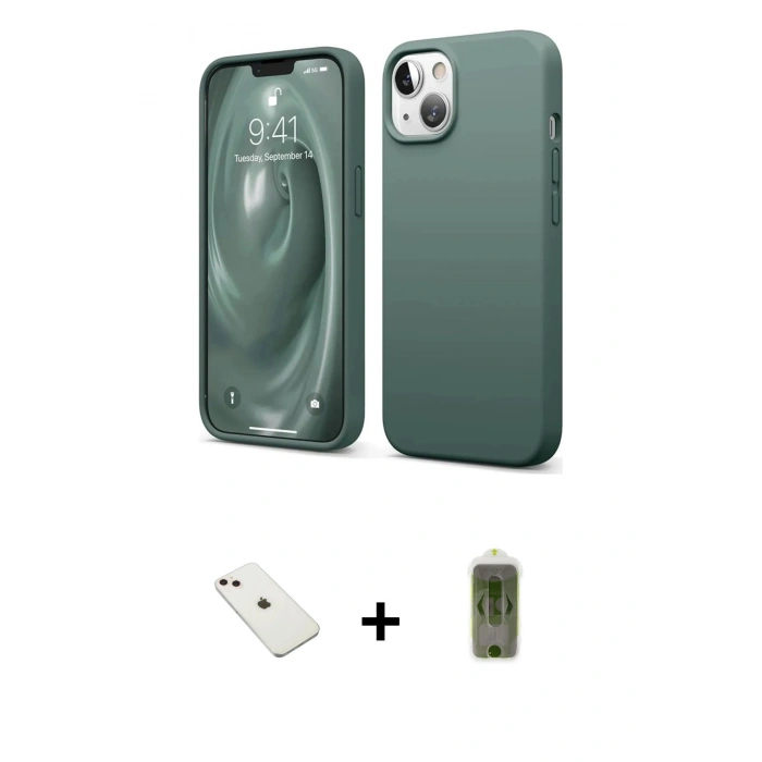 MARSİLYAN™- iPhone 14 Kılıf Kozmos Yansıma Özel Seri - Siyah Joko Magic 5D Hayalet Cam + Pembe Diamond Kamera Lens