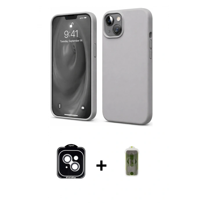 MARSİLYAN™- iPhone 14 Kılıf Kozmos Yansıma Özel Seri - Siyah Joko Magic 5D Hayalet Cam + PVD Metal Kamera Lens - GS