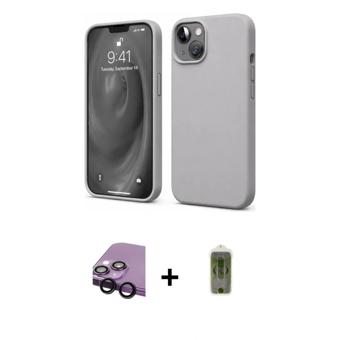 MARSİLYAN™- iPhone 14 Kılıf Kozmos Yansıma Özel Seri - Siyah Joko Magic 5D Hayalet Cam + Raze Metal Kamera Lens - SH