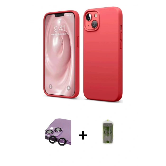 MARSİLYAN™- iPhone 14 Kılıf Kozmos Yansıma Özel Seri - Siyah Joko Magic 5D Hayalet Cam + Raze Metal Kamera Lens - SH