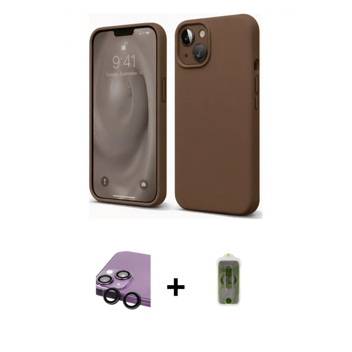 MARSİLYAN™- iPhone 14 Kılıf Kozmos Yansıma Özel Seri - Siyah Joko Magic 5D Hayalet Cam + Raze Metal Kamera Lens - SH