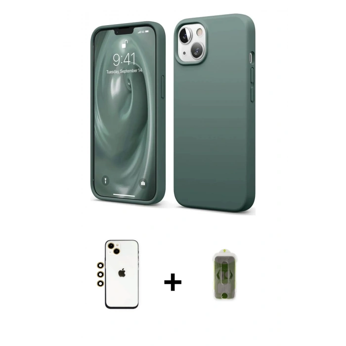 MARSİLYAN™- iPhone 14 Kılıf Kozmos Yansıma Özel Seri - Siyah Joko Magic 5D Hayalet Cam + Shine Kamera Lens - GD