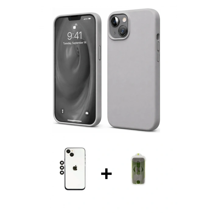 MARSİLYAN™- iPhone 14 Kılıf Kozmos Yansıma Özel Seri - Siyah Joko Magic 5D Hayalet Cam + Shine Kamera Lens - SH